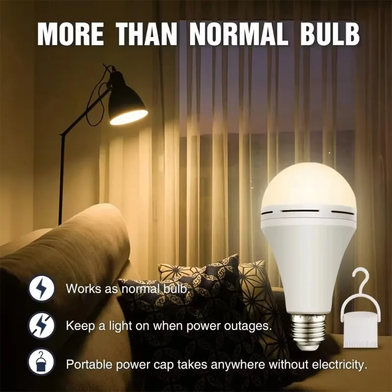 7/9/12/15W LED White/Warm Emergency Light Bulb E27 AC Rechargeable Battery Light Household Stair Passage Light Accessories