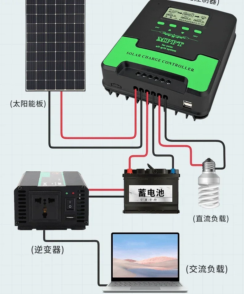 MPPT Solar Charge Controller 12V 24V Auto WiFi Solar Panel Regulator 60A 50A 40A 30A 20A 10A Dual USB LCD Display Controller