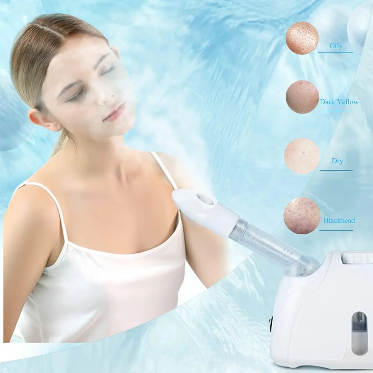Facial Steamer Hydrating and Moisturizing Adjustable Nozzle for Unclogs Pores Deep Hydration & Cleansing Face Skin Care at Home