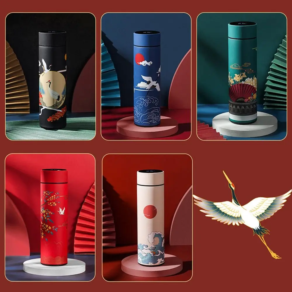 Vacuum Flasks LED Display Miniature Water Bottle Chinese Style Thermos cup Intelligent Temperature Display Premium Travel  Mug