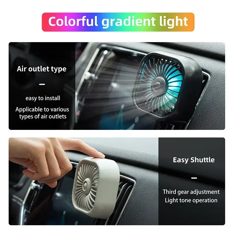 Mini Car Vent Fan - High-Speed Cooling, Energy-Efficient, USB Powered - Portable, Vibrant Colors, Easy Installation Amagi