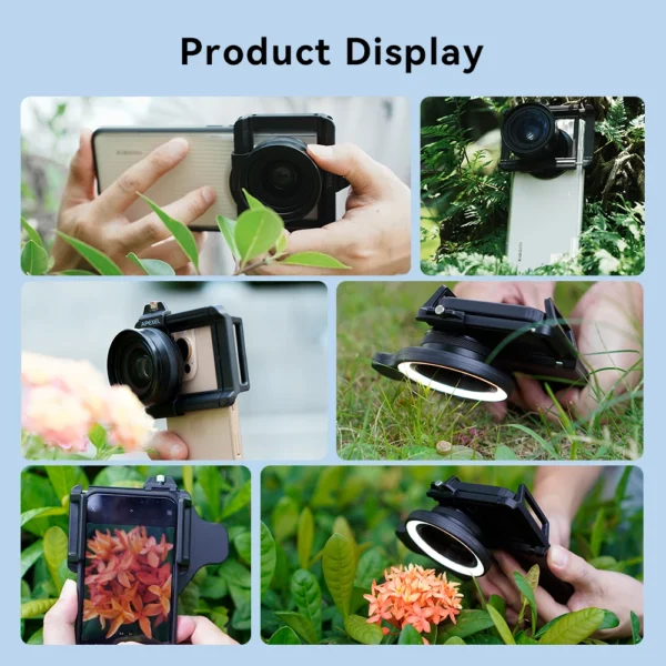 APEXEL 10-20X Zoom Macro Lens HD Micro Phone Camera Lenses with LED Fill Light for iPhone Samsung all Smartphones Eyelash Macro