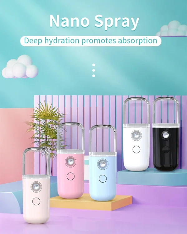 Portable Rechargeable Small Facial Steamer 30ml Mini Humidifier Home Wireless Nano Personal Face Hydrat Sprayer Cool Mist Maker