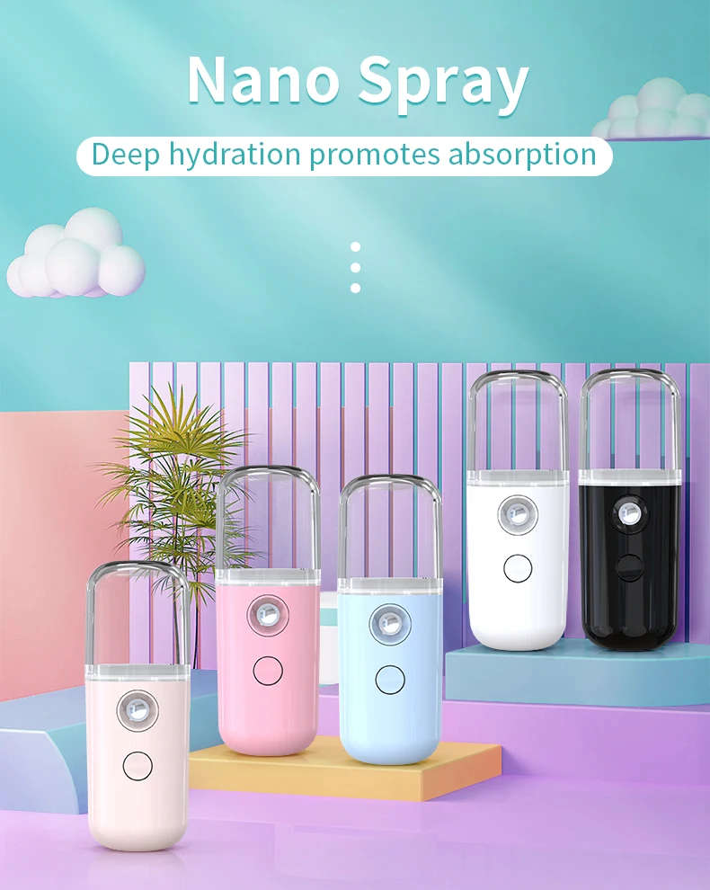 Portable Rechargeable Small Facial Steamer 30ml Mini Humidifier Home Wireless Nano Personal Face Hydrat Sprayer Cool Mist Maker
