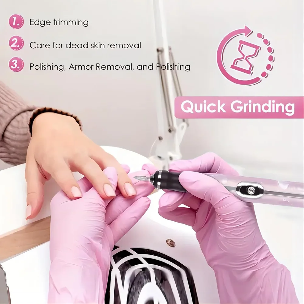 LINMANDA Electric Nail File Set Nails 4 Speeds Cordless Acrylic Nail Tool Thick Nails Edge Shaping Polishing Grinding Nursing