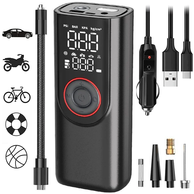 S5c9312e034d74a2e9abd3574d2062c32o.webp Wireless Tire Inflator Pump 6000mAh Electric Portable Car Air Compressor Fast Inflate Air Pump for Moto Bike Car Tyre Balls
