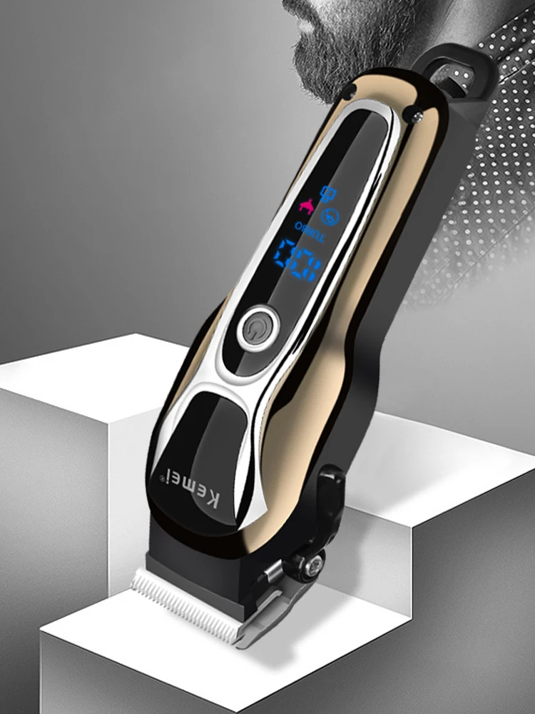 Kemei Professional Hair Clipper Rechargeable Trimmer Men Electric Cutter Hair Cutting Machine LCD Cordless Beard Trimmer KM-1990