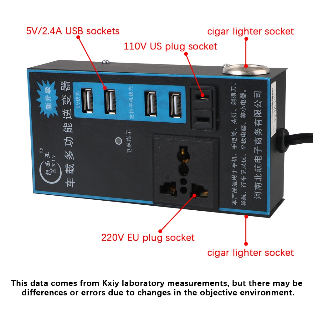 DC 12V/24V to AC 110V/220V Converter USB/PD/Type-C Chargers 200W 8 Ports Sockets ON/OFF Switch Power Adapter Car Inverter QC 3.0