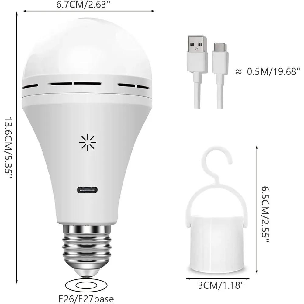 Smart Touch dimming Wireless USB battery light rechargeable led bulb Remote timing switch  for Garage outdoor tent  home use
