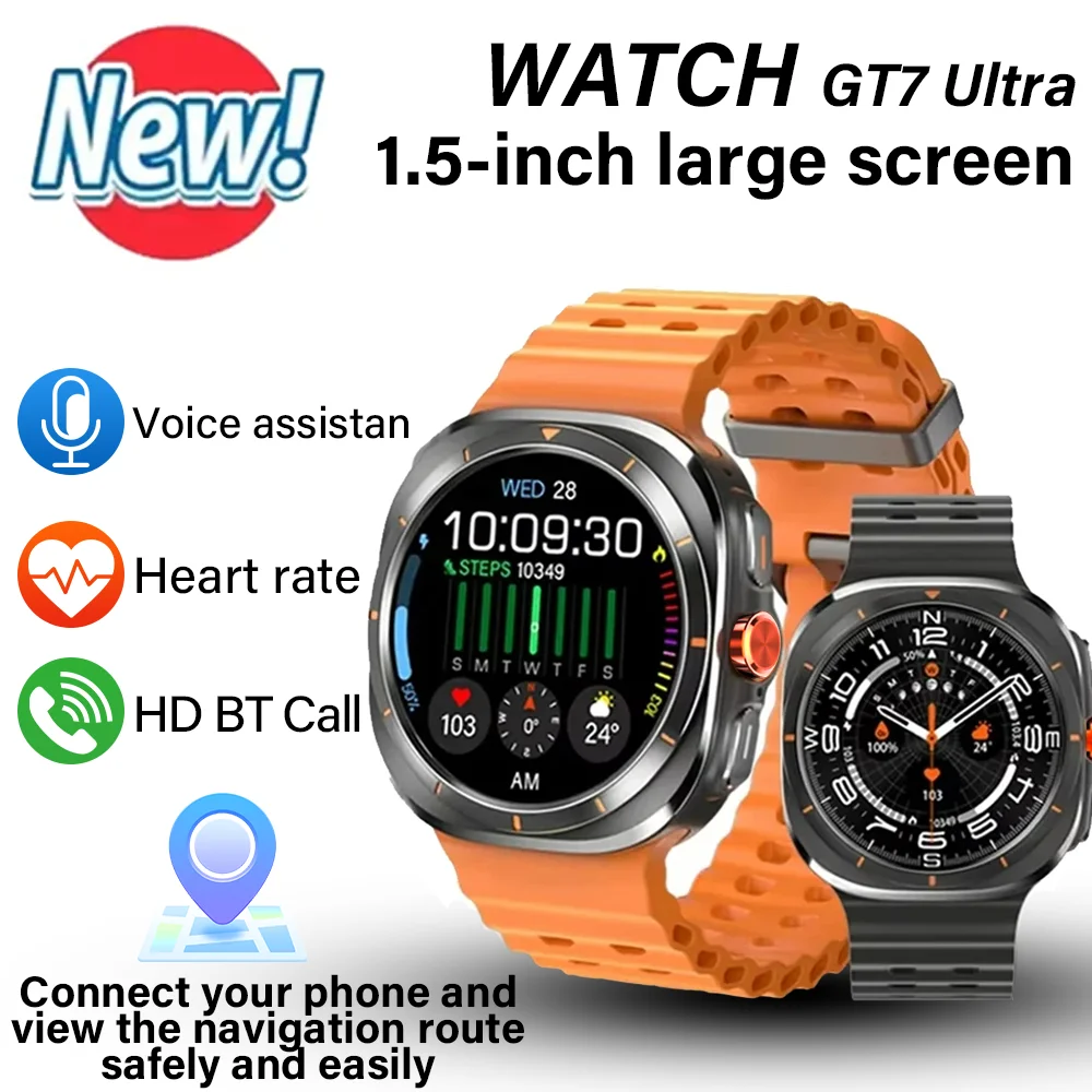LAXASFIT Watch GT7 Ultra Smartwatch Bluetooth Talk HD AMOLED Screen Fitness Tracker Health Monitoring Smartwatch for Android IOS