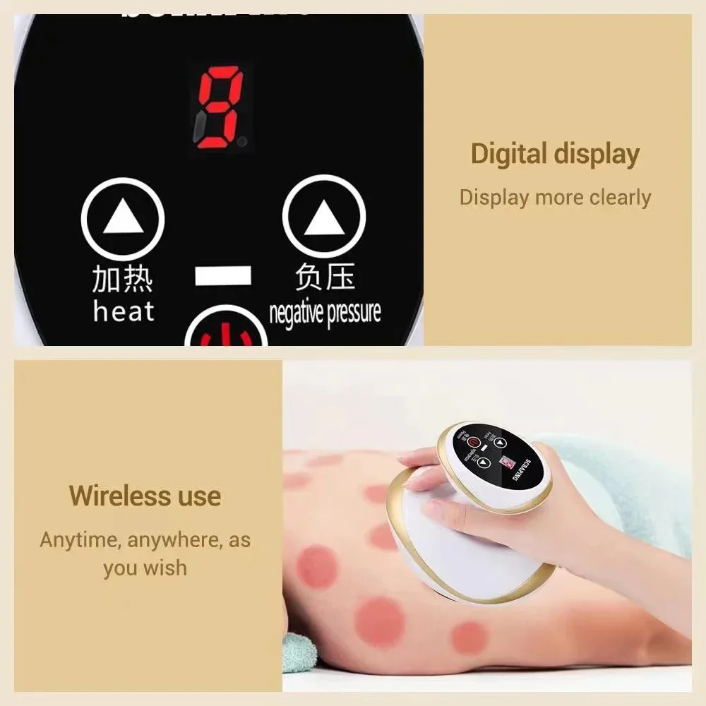 Home Electric Guasha Scraping Massage Cupping Body Massager Vacuum Cans Suction Cup Heating Fat Burner Anti-cellulite Massager