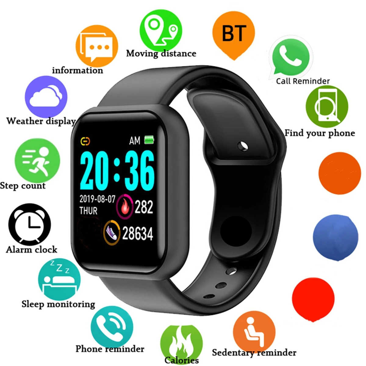 Fashion Smart Watches Sport Men Fitness Woman Smartwatch SMS Social APP Message Reminder Music Playback Alarm Clock Bracelet D13