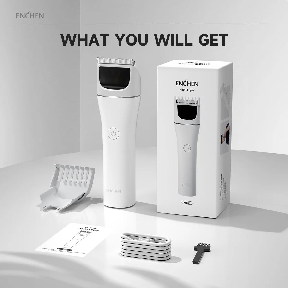 ENCHEN Hair Trimmer Professional Hair Cutting Machine Hair Clipper Cordless Haircut Electric Adjustable Trimmer for Men -Boost 2
