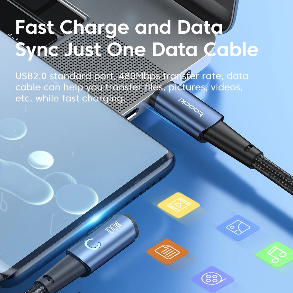 Toocki 100W USB C To USB C Cable 90 Degree For iPad MacBook Pro Xiaomi Samsung Huawei Fast Charging Type C Date Cord