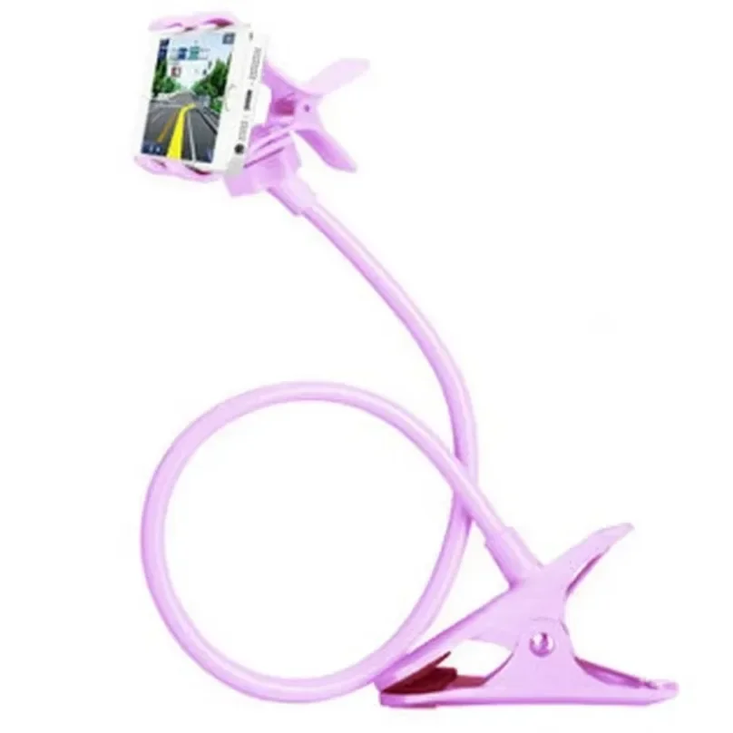 360° Rotation Adjustable Spiral Long Arm Phone Holder Clip Lazy Bedside Table Side Phone Stand for Live Record Cellphone Bracket