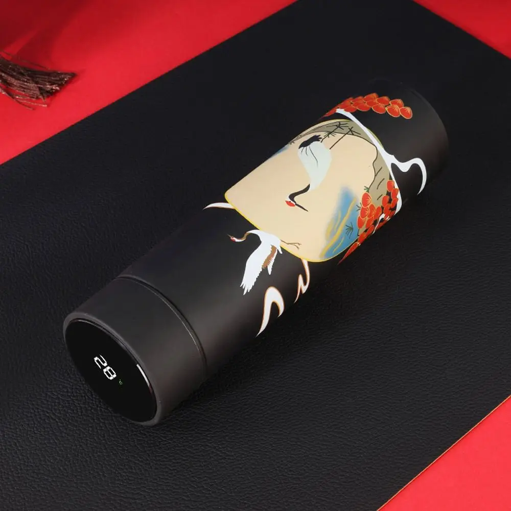 Vacuum Flasks LED Display Miniature Water Bottle Chinese Style Thermos cup Intelligent Temperature Display Premium Travel  Mug