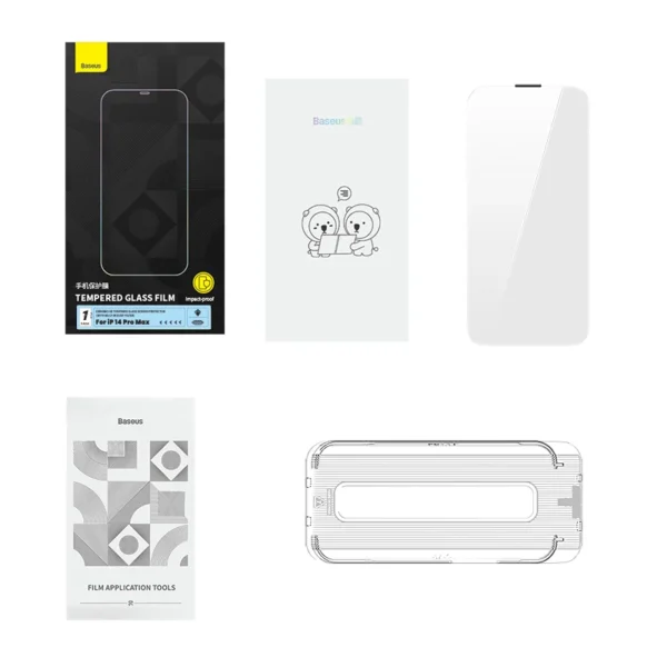 Baseus 0.4mm Corning Tempered Glass for iPhone 16 15 14 13 Pro Max Plus Screen Protector Anti-Peeping Auto Installation Film