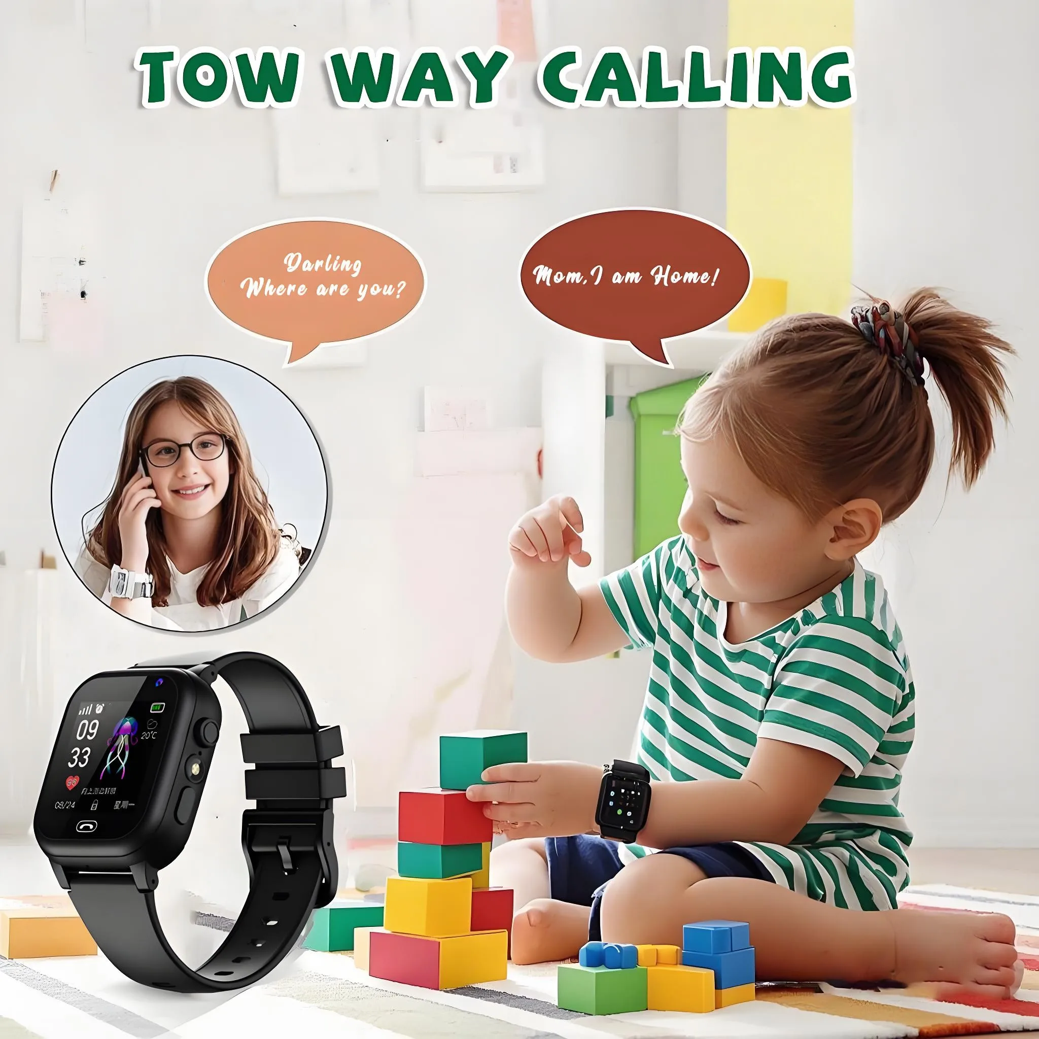 ﻿ Kids Smart Watch Phone 4G Sim Card 2G Internet SOS LBS Location Call Child SmartWatch Camera Waterproof Clock For Boys Girls