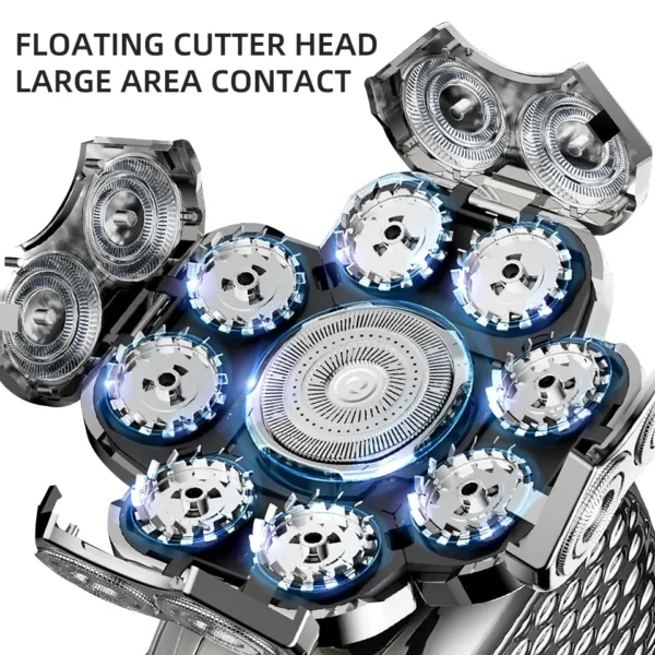 6 in 1 Professional men Waterproof electric shaver with 9 Cutter Floating Head, USB Rechargeable Multifunction Grooming Kit