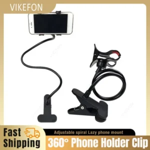 360° Rotation Adjustable Spiral Long Arm Phone Holder Clip Lazy Bedside Table Side Phone Stand for Live Record Cellphone Bracket