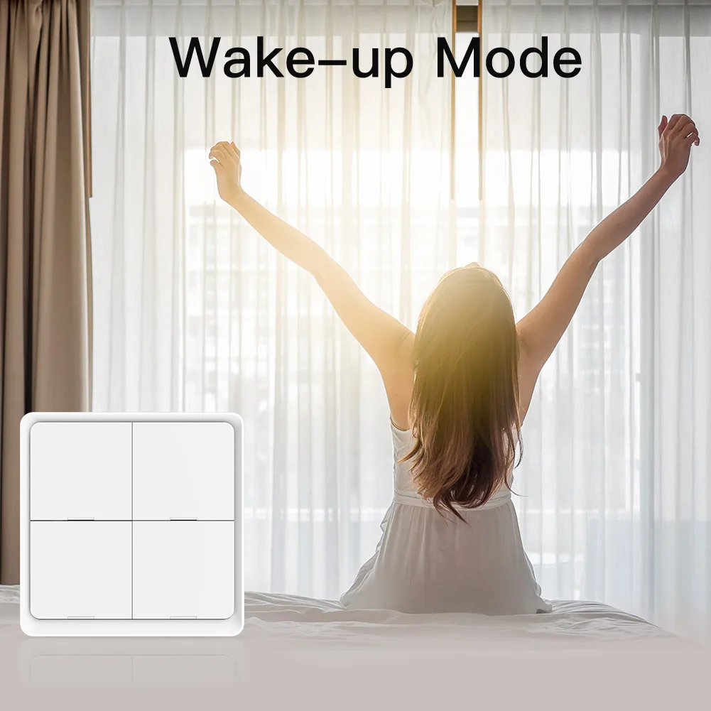 MOES 4 Gang Tuya ZigBee Wireless 12 Scene Switch Push Button Controller Battery Powered Automation Scenario for Tuya Devices