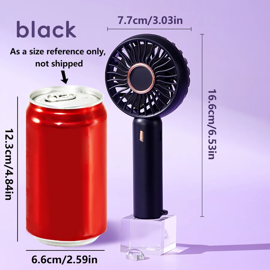 Mini Portable Fan Cute Design 3 Speed Personal Handheld  Desktop with Standing Ring Lightweight USB Rechargeable