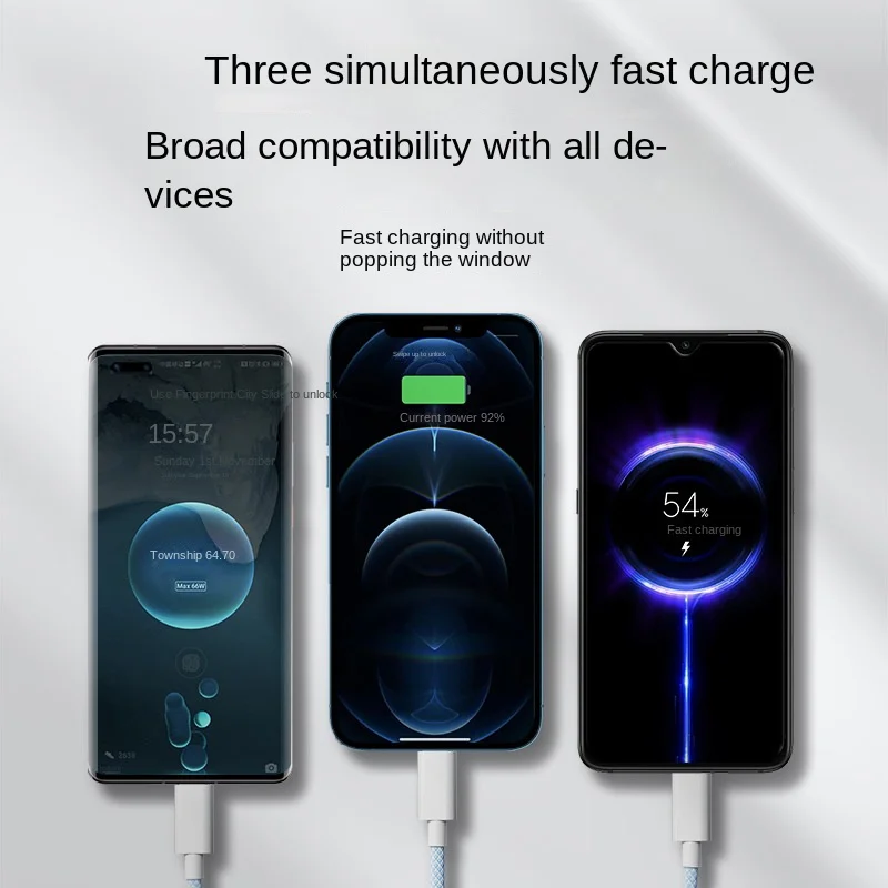 3 In 1 Fast Charging Cable 100W For Xiaomi iPhone Poco Micro USB Type C Charger Cable Cord Multiple Usb C Charging Wire Line