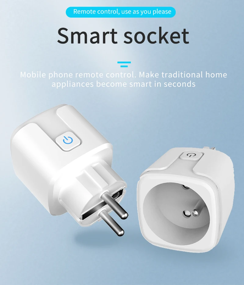 Tuya Smart Plug WiFi&Bluetooth FR Socket 16A with Power Monitor Voice Control Timing Smart Life Control Works with Alexa Google