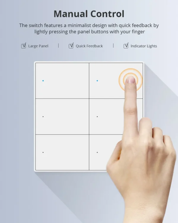 Zemismart Matter WiFi 1 2 3 4 6 Gangs Smart Wall Light Switch Neutral Required with Big Button SmartThings App Homekit Control