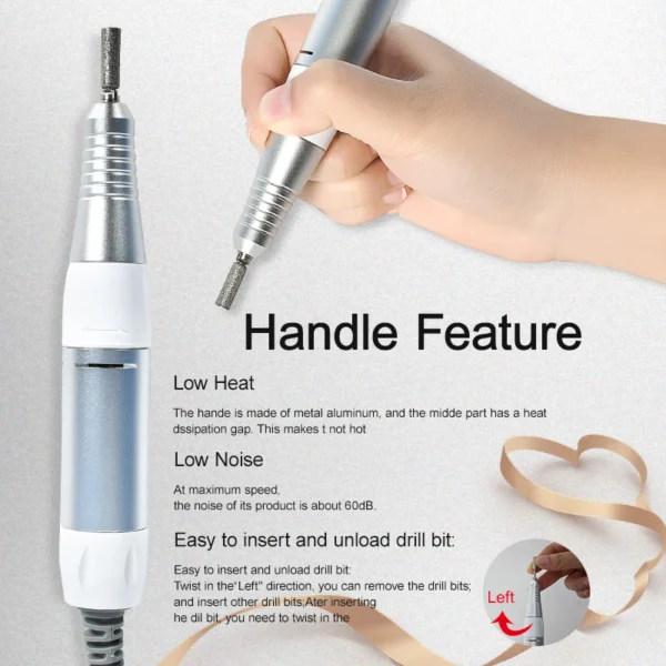Electric Nail Drill Pen Handle File Polish Grind Machine Handpiece Manicure Pedicure Tool DC & 3 PIN PLUG Nail Drill Accessories