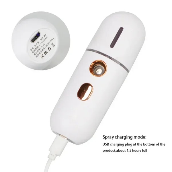 1PC Mini Portable Humidifier Nano Mister Facial Steamer Device Beauty Spray Hydrating Apparatus Cold Spray ApparatusRechargeable