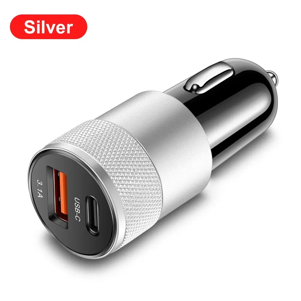 3.1A USB Car Charger Type C Fast Charging Phone Adapter For Xiaomi Huawei PD Phone Charger Adapter Socket Cigarette Lighter