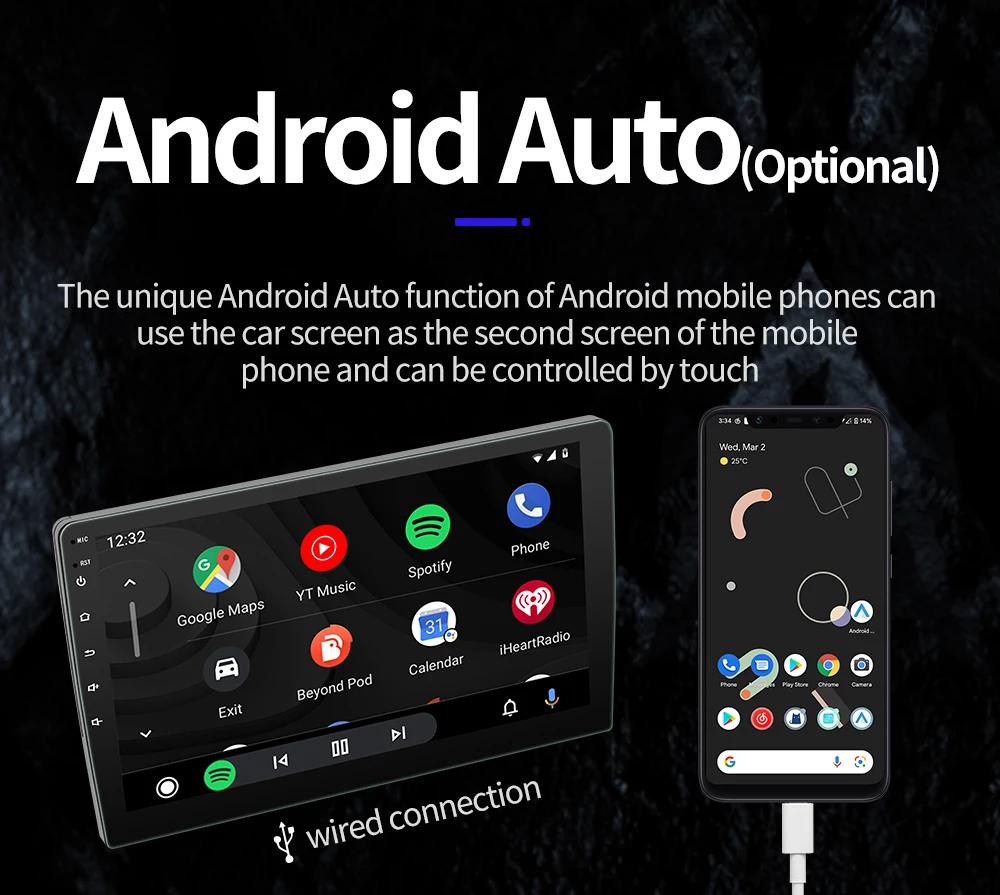 BQCC 4core 2 Din Car Radio Androidauto Carplay Android 13 GPS Car Audio 7"/9"/10" WIFI BT IPS Automotive Multimedia Player
