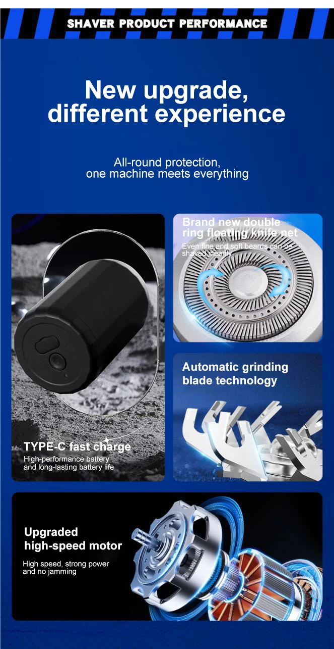 2025 NEW Type-c Rechargable Mini Portable Waterproof Electric Shaver  Strong High Speed Long Endurance Suitable Wet and Dry