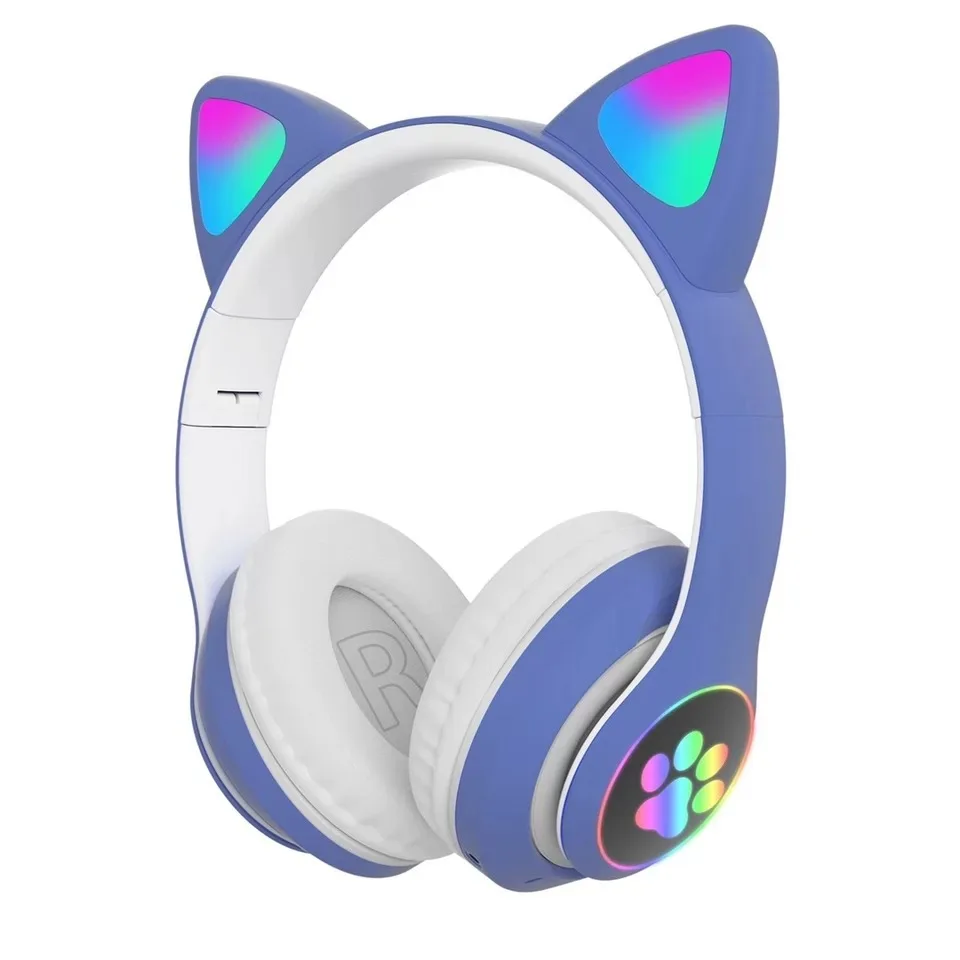 Cat Ears Headphones Flash Light Wireless With MIC Control LED Kid Girl Stereo Cute Music Helmet Bluetooth Phone Headset Earphone