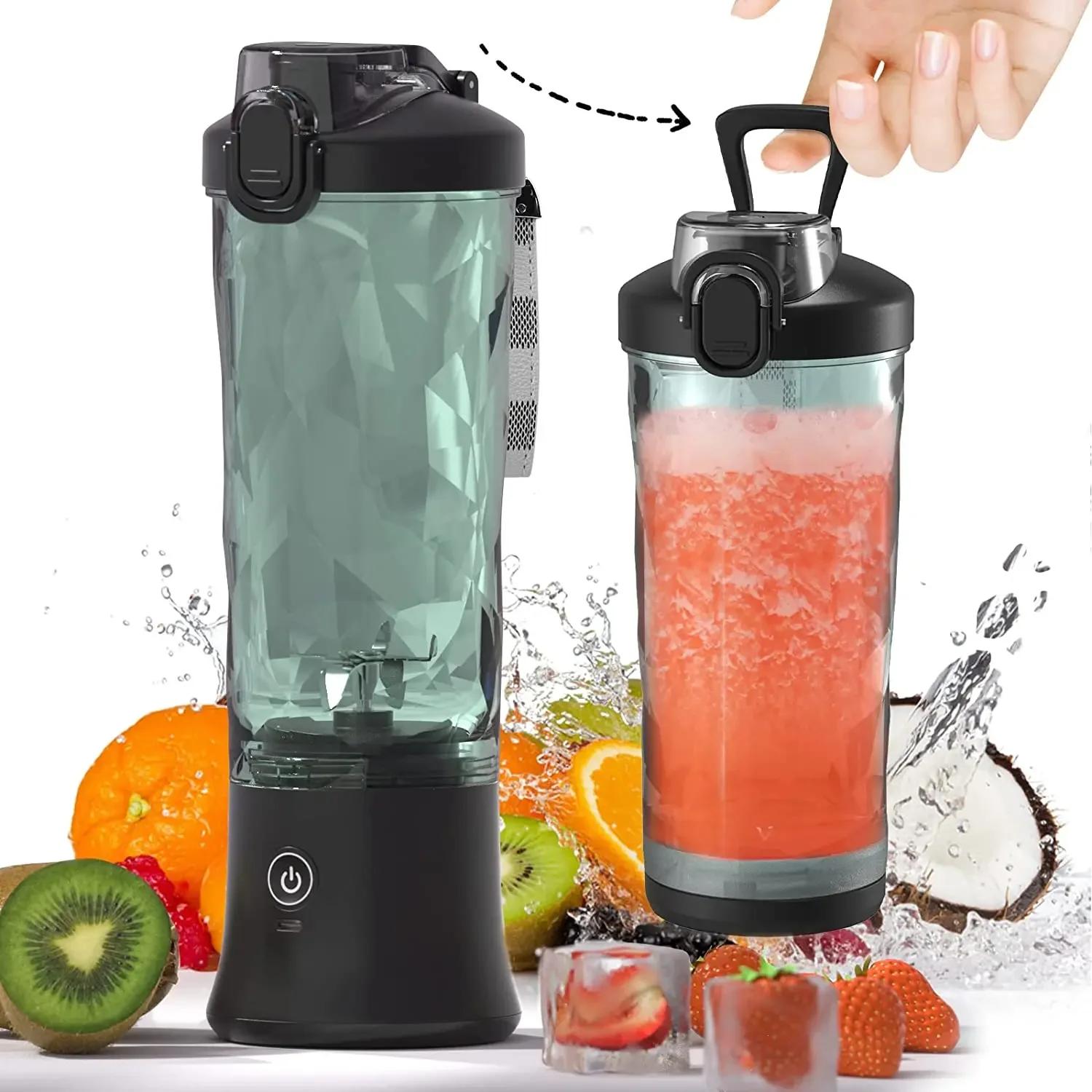 New Portable Blender 600ML Electric Juicer Fruit Mixers 4000mAh USB Rejected Smoothie Mini Blender Personal Juicer colorf