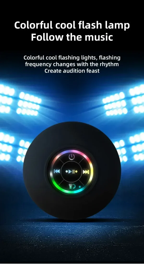 Mini Portable Bluetooth Audio IPX4 Waterproof Led Lights Bathroom Outdoor Large Suction Cup Can Be Adsorbed Wall Speaker