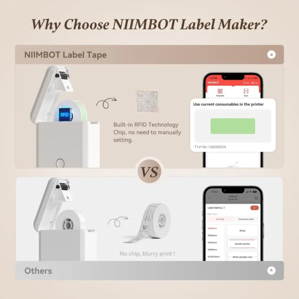 Niimbot D110 Smart Portable Label Printer Mini Pocket Thermal Sticker Maker Self-adhesive Label Papers For Office Home USE