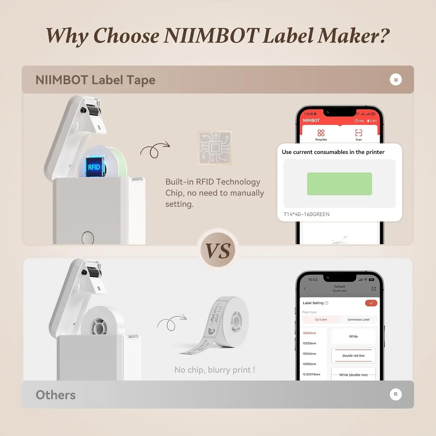 Niimbot D110 Smart Portable Label Printer Mini Pocket Thermal Sticker Maker Self-adhesive Label Papers For Office Home USE