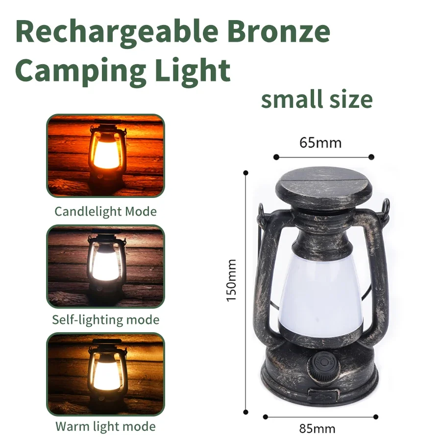 USB Rechargeable/Solar Charging Camping Light Portable Camping Lanterns 3 Lighting Modes Dimming Outdoor Hanging Tent Light