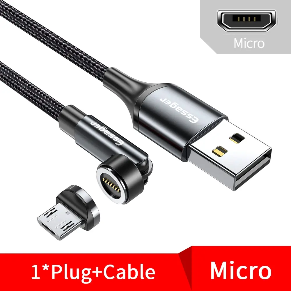 Essager 540 Rotate 3A Fast Charging Magnetic Cable Micro USB Type C Cable For iPhone Xiaomi Magnet Charger Phone Data Wire Cord