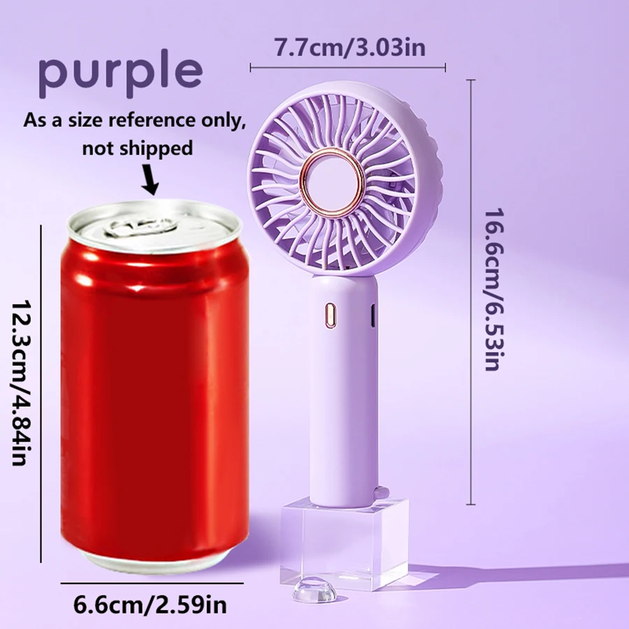 Mini Portable Fan Cute Design 3 Speed Personal Handheld  Desktop with Standing Ring Lightweight USB Rechargeable