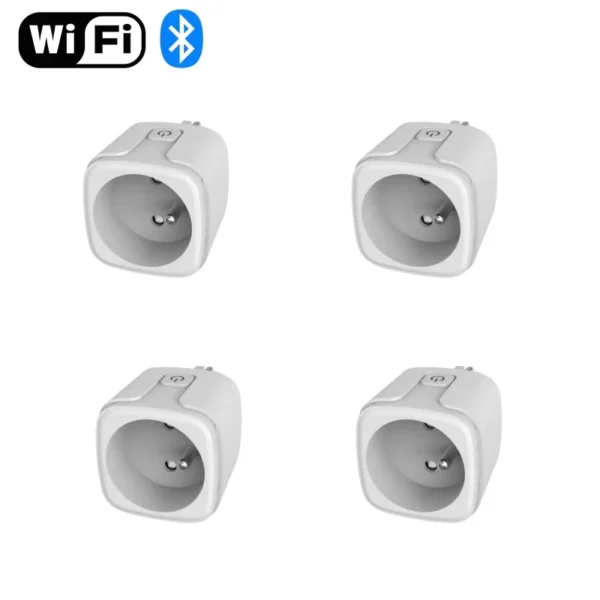 Tuya Smart Plug WiFi&Bluetooth FR Socket 16A with Power Monitor Voice Control Timing Smart Life Control Works with Alexa Google