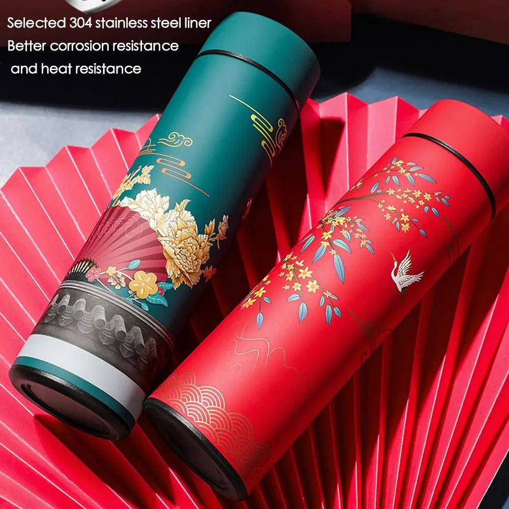 Vacuum Flasks LED Display Miniature Water Bottle Chinese Style Thermos cup Intelligent Temperature Display Premium Travel  Mug