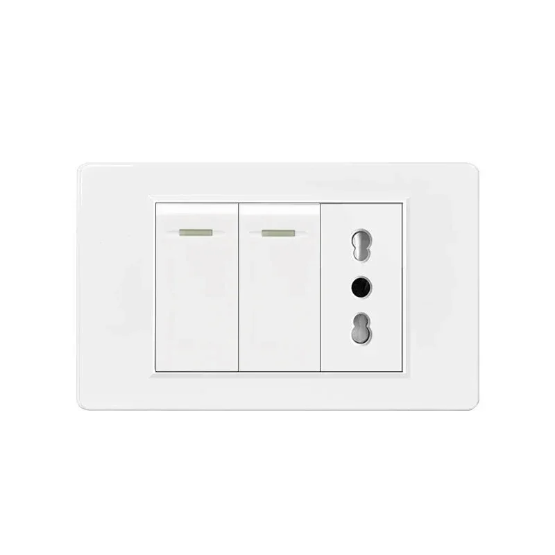 Italy Chile  Standard Outlet with USB Smart Type-c 20W Fast Charging, Dual USB Wall Socket Chile Plug Plastic Panel Light Switch