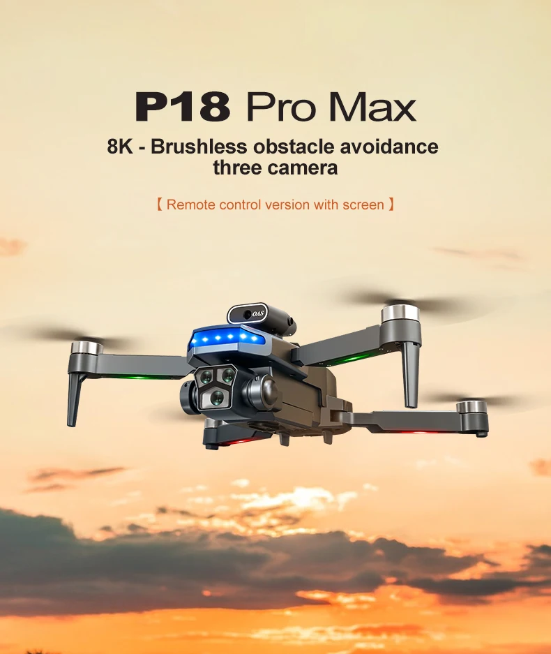 P18 New RC Drone Dual 8K camera drone obstacle avoidance quadcopter electronically controlled professional Drone Kid Gift Toys