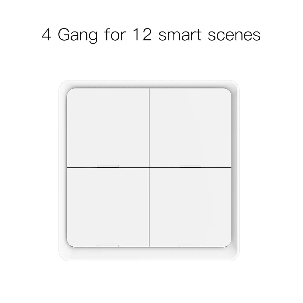 MOES 4 Gang Tuya ZigBee Wireless 12 Scene Switch Push Button Controller Battery Powered Automation Scenario for Tuya Devices