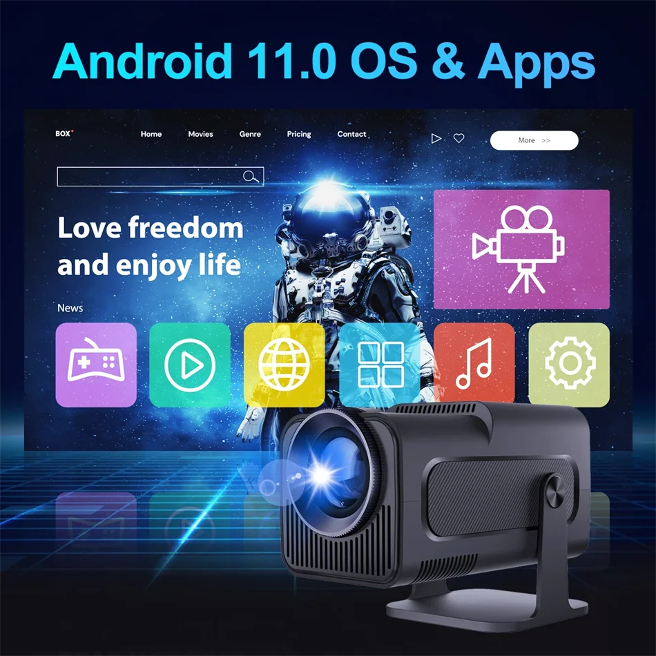 KaiAqua 4K Android 11 Projector Native 1080P 390ANSI HY320 Dual Wifi6 BT5.0 1920*1080P Cinema portable Projetor upgrated FY300