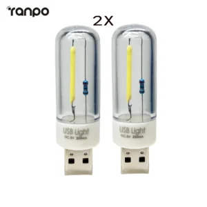 2Pcs LED Camping Lamp 5V Night Light LED USB Filament Portable Lighting USB lamp Charging Treasure Notebook Mobile Power Bulb