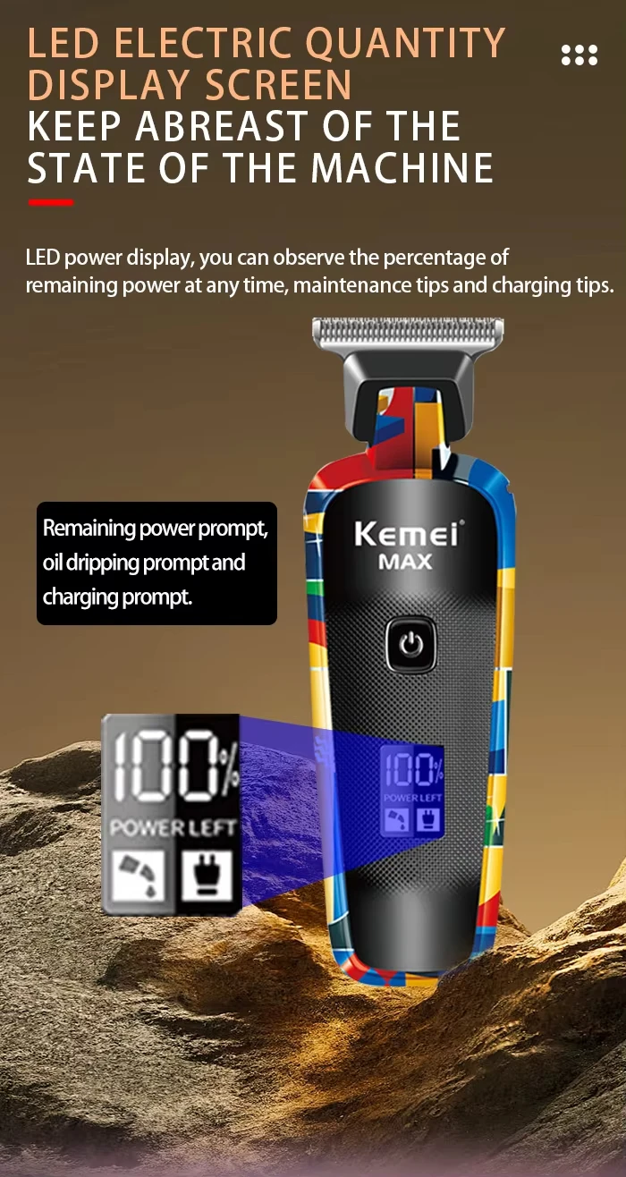 Kemei Rechargeable Graffiti Pattern Electric Hair Clipper Professional Barber Trimmer Man Shaver Km-MAX2092 KM-MAX5090 KM-RS7098